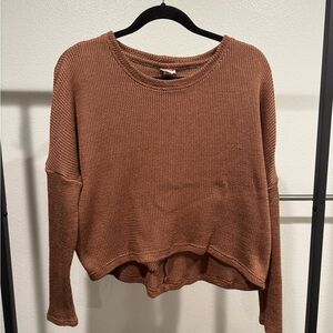 Cape Juby Medium Chestnut Brown Scoop Neck Knitted Sweater